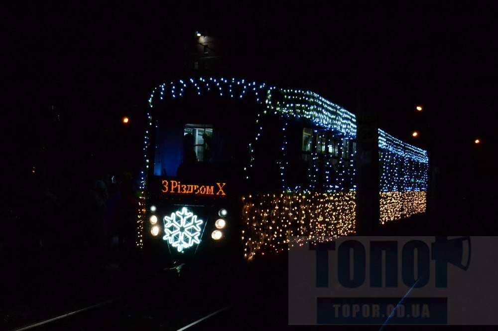 рождественский трамвай в Одессе