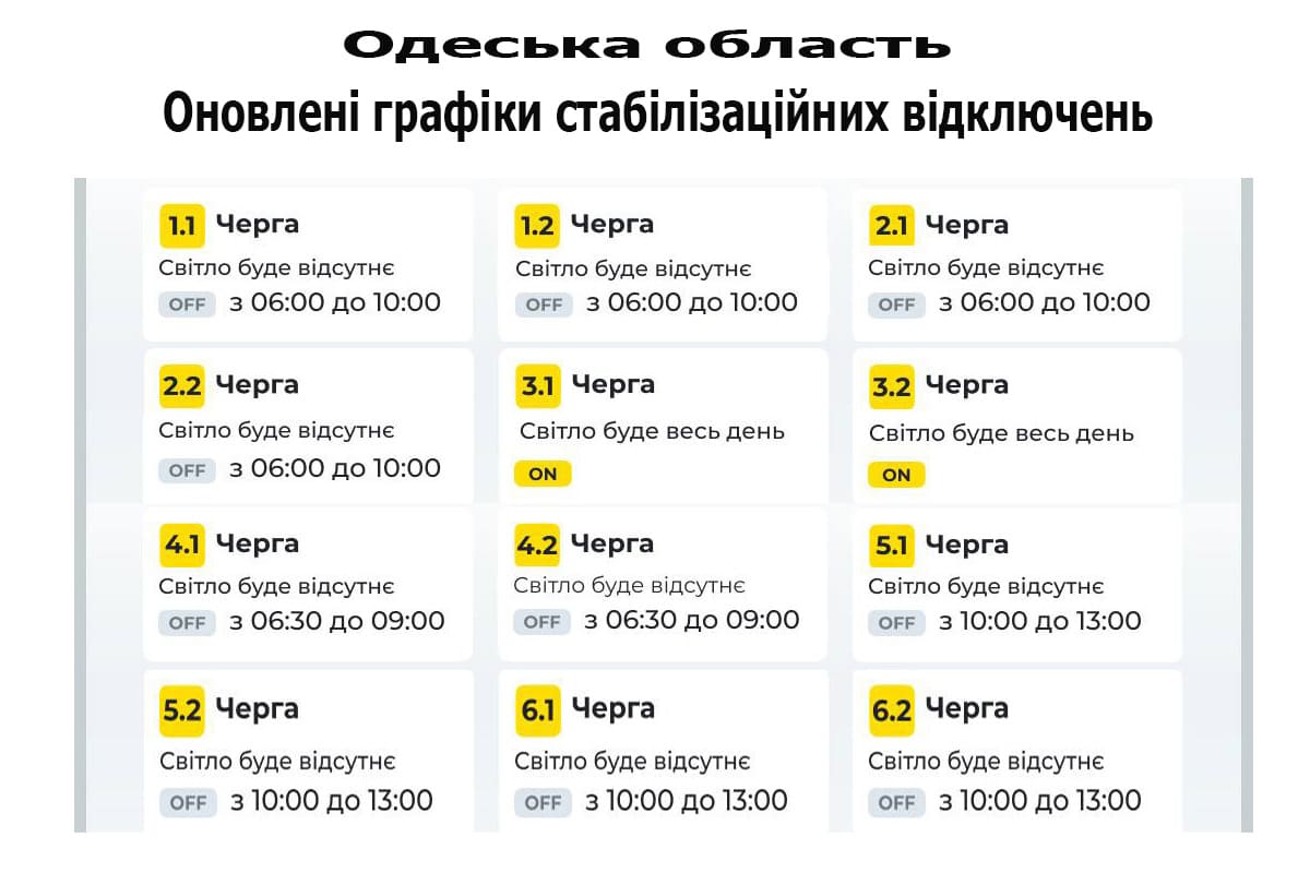 Графік стабілізаційних відключень на 25.12.24 оновлений, фото: ДТЕК